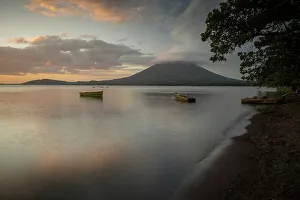 Nicaragua Prints: View of Concepcion Volcano at sunset