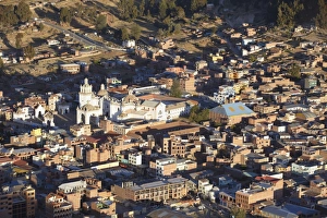 Bolivian Prints: View of Copacabana Cathedral, Copacabana, Lake Titicaca, Bolivia, South America