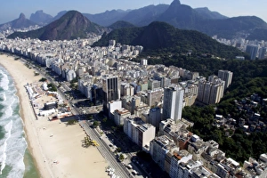 Copacabana Prints: View of Copacabana from a helicopter, Rio de Janeiro, Brazil, South America