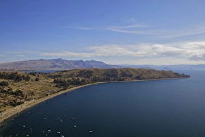 Copacabana Prints: View of Copacabana and Lake Titicaca from Cerro Calvario