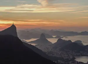 Typically Brazilian Prints: View towards Corcovado and Sugarloaf Mountains from Tijuca Forest National Park at dawn
