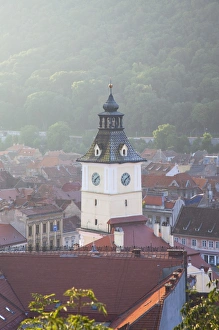 Brasov Prints: View of Council House in Piata Sfatului at dawn, Brasov, Transylvania, Romania, Europe