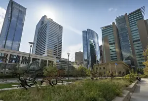 Canadian Culture Prints: View of the Courthouse in Courthouse Park and surrounding urban office buildings