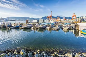 Vancouver Prints: View of cruise ship and boats moored in harbour near CRAB Park at Portside, Vancouver