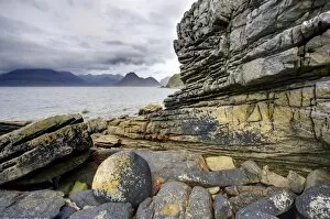 Images Dated 11th September 2009: View to Cuillin Hills from rocky foreshore at Elgol, Isle of Skye, Highland