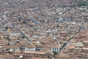 View of Cuzco from surrounding hills, Cuzco, Peru, South America