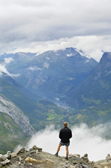 View from Dalsnibba mountain viewpoint, near Geiranger, More og Romsdal, Norway, Scandinavia, Europe Images Dated 3rd August 2010: View from Dalsnibba mountain viewpoint, near Geiranger, More og Romsdal, Norway, Scandinavia, Europe