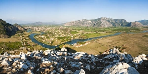 View over Dalyan River from the ancient ruins of Kaunos, Dalyan, Mugla Province, Anatolia