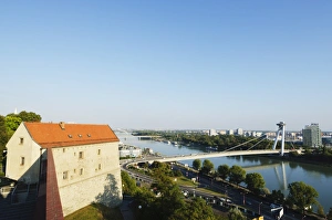 Slovakia Prints: View down to the Danube River from Bratislava Castle, Bratislava, Slovakia, Europe