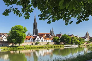Baden Wurttemberg Prints: View over Danube River to Ulm Minster and the Old Town