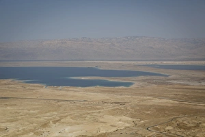 View over the Dead Sea from Masada fortress on the edge of the Judean Desert, Israel, Middle East