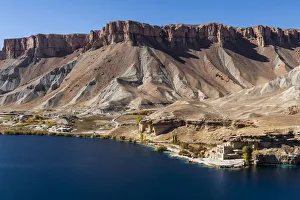 View over the deep blue lakes of the Band-E-Amir National Park, Afghanistan, Asia