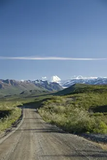 Down Prints: View down the Denali Highway, Alaska, United States of America, North America