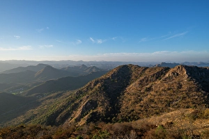 Udaipur Prints: View over the desert from Monsoon Palace (Sajjan Garh Palace), Udaipur, Rajasthan, India