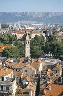 View over Diocletians palace area of the Old Town from cathedral campanile