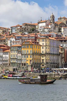 Porto Prints: View from Douro River to the historical Ribeira Neighborhood, UNESCO World Heritage Site