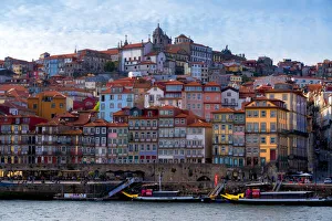 River Douro Prints: The view over the Douro River looking towards the Ribeira district of Porto