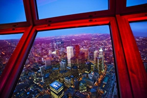 Images Dated 18th November 2009: View of downtown Toronto skyline taken from CN Tower, Toronto, Ontario