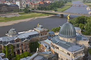 River Elbe Prints: View over Dresden and the River Elbe, Dresden, Saxony, Germany, Europe