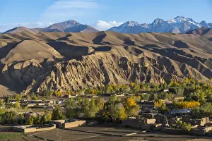 View by drone over Bamyan, Shahr-e Gholghola (City of Screams) ruins, Bamyan, Afghanistan