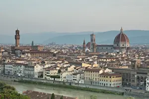 Florence Prints: View of the Duomo with Brunelleschi Dome and Palazzo Vecchio from Piazzale Michelangelo