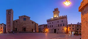 Palazzo Comunale Prints: View of Duomo and Palazzo Comunale in Piazza Grande at dusk