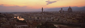 Firenze Prints: View at dusk over rooftops of Florence