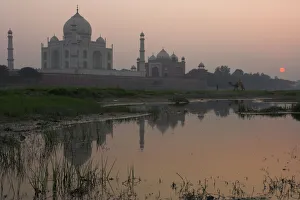Tomb Prints: View at dusk across the Yamuna river of the Taj Mahal