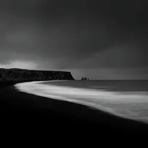 Black And White Prints: View from Dyrholaey to Reynisfjara, Iceland, Polar Regions