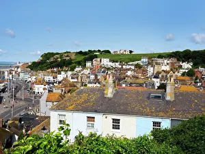 Hastings Prints: View from East Hill shows Old Town and surroundings in Hastings East Sussex