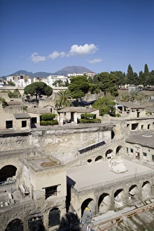 Images Dated 12th June 2009: View over the Ecolano excavations with Mount Vesuvius in the background