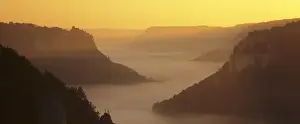 Danube Valley Prints: View from Eichfelsen Rock on Schloss Werenwag Castle and Danube Valley at sunrise