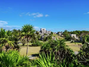 Fronds Prints: View towards El Castillo, Tulum Archeological Site, Quintana Roo State, Mexico