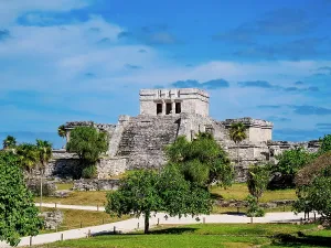 Quintana Prints: View towards El Castillo, Tulum Archeological Site, Quintana Roo State, Mexico