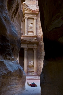 The Treasury Prints: View of El Kazneh (The Treasury) from the Siq, Petra, UNESCO World Heritage Site