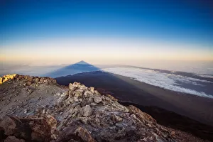 Tenerife Prints: View of El Teide Volcano shadow from the summit at sunrise, El Teide National Park