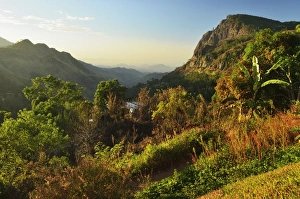 Central Highlands Prints: View of Ella Gap towards south coast, Ella Village, Central Highlands, Sri Lanka, Asia