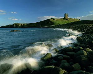 View across Embleton Bay towards Dunstanburgh Castle, Northumberland, England