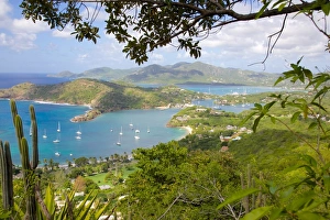 View of English Harbour from Shirley Heights, Antigua, Leeward Islands, West Indies, Caribbean, Central America