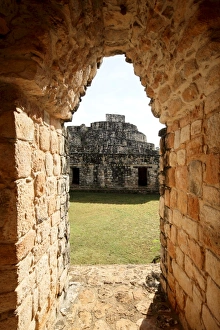 View through the Entrance Arch, Mayan ruins, Ek Balam, Yucatan, Mexico, North America