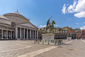 Public Square Prints: View of Equestre di Ferdinando I statue in Piazza del Plebiscito