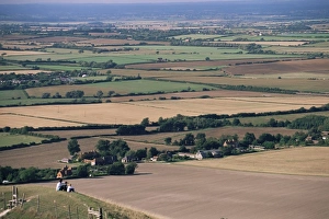 South Downs Prints: View across fields from the South Downs near Wilmington, East Sussex, England