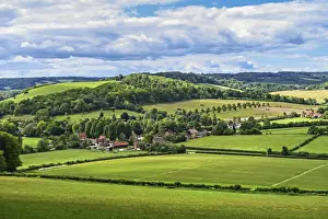 Homes Prints: View from Fingest Wood to Fingest Village and Cadmore End in the Chiltern Hills near High
