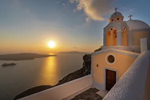 Santorini Gallery: View of Fira and Greek Church of Saint Stylianos, Firostefani, Santorini (Thira)