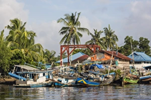 Borneo Prints: View of fishing boats on the Kumai River, Central Kalimantan province, Borneo, Indonesia