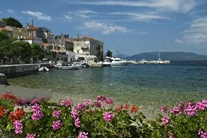 View over fishing village, Valun, Cres Island, Kvarner Gulf, Croatia, Adriatic, Europe