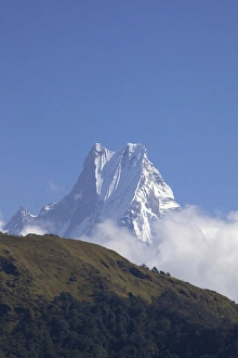 Natural Landmarks Prints: View of Fishtail mountain (Machhapuchhare), from trail between Ghorepani and Tadapani