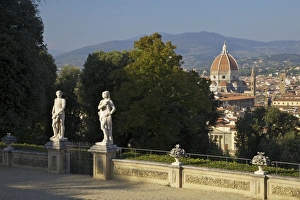 Human Prints: View of Florence from the Villa Bardini, Boboli Gardens, Florence, Tuscany, Italy, Europe