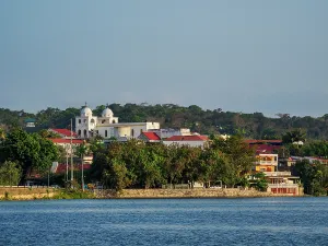 Settlement Prints: View of flores island from santa elena in peten department of guatemala