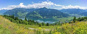 Hike Prints: View of flowers, meadows and mountains from Plettsaukopf Reservoir on a sunny day